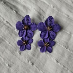 Elegant Purple Floral Earrings